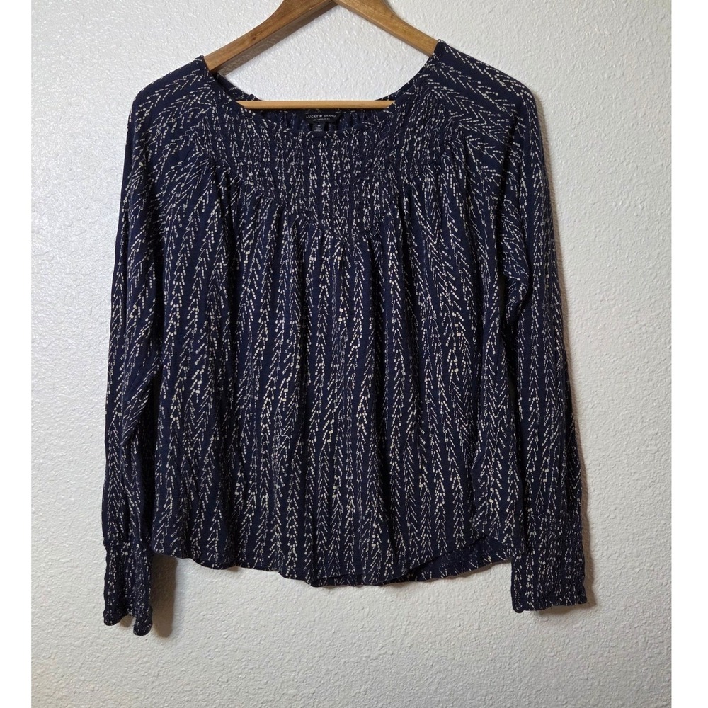 Boho Peasant Blouse Medium Smocked Sleeve Indie Festival Western Boho Top - Picture 1 of 6